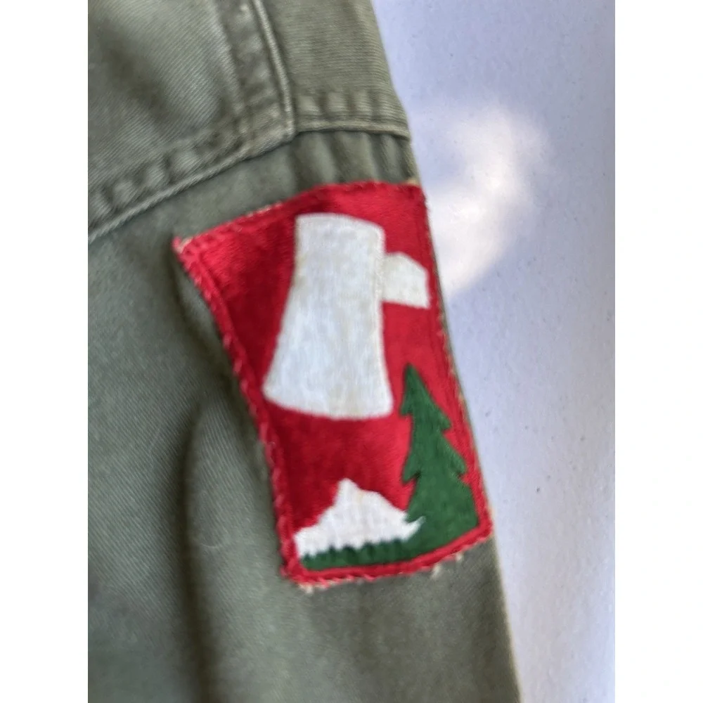 Vintage U.S. Army OG-107 Shirt 70th‎ Infantry Patch BVD Hayes Co Medium